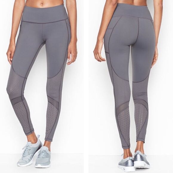 Victoria Secret Sport VSX Knockout Grey Perforated Mesh Leggings Size Small - Picture 1 of 10